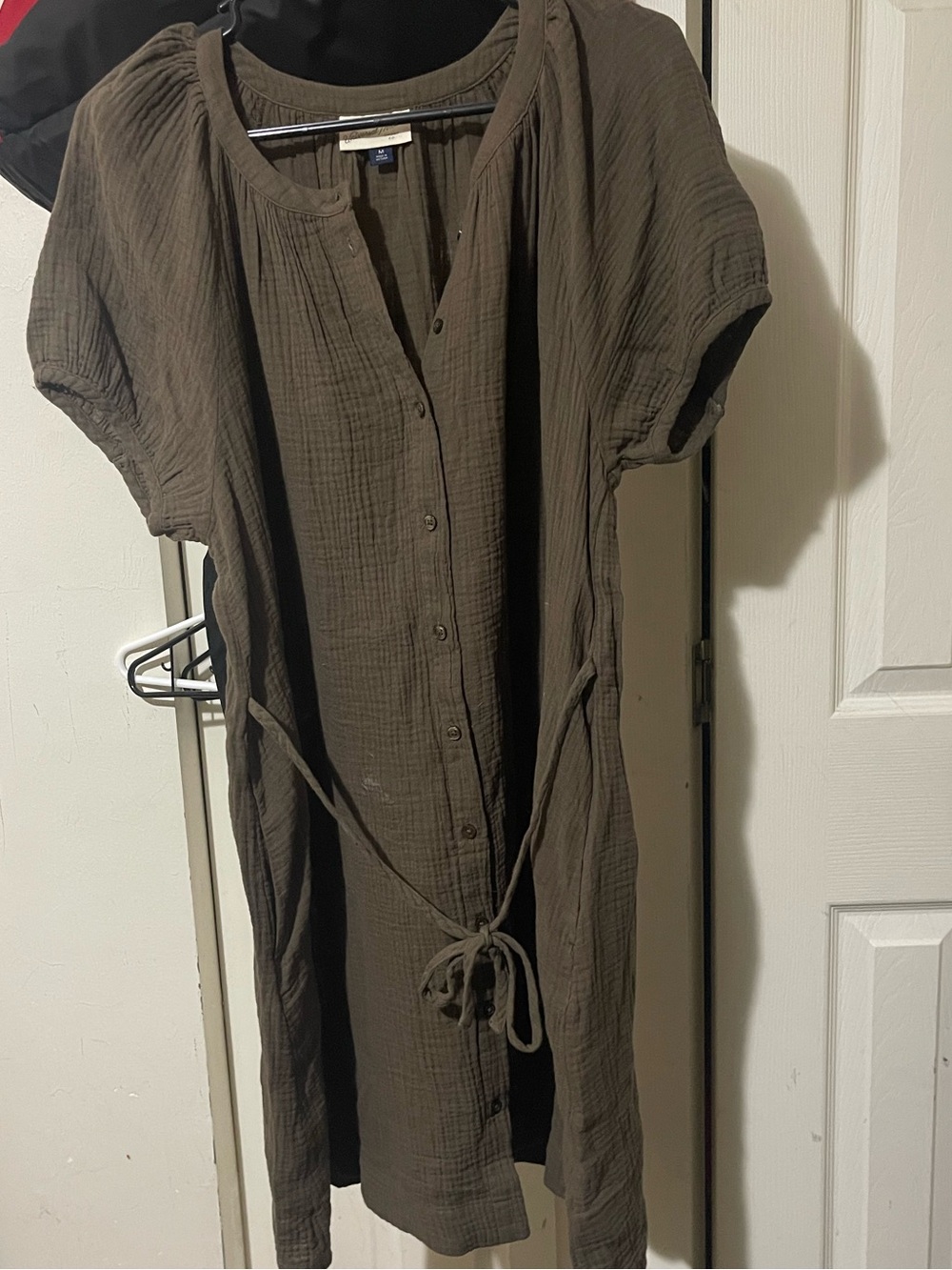 Universal Thread Olive Green Button-Front Short Sleeve Dress